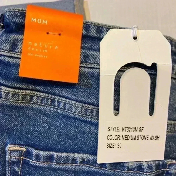 Nature Denim Women's Mom Jeans Stone Washed‎ Distressed High Rise Cuffed Stretch - Picture 6 of 9